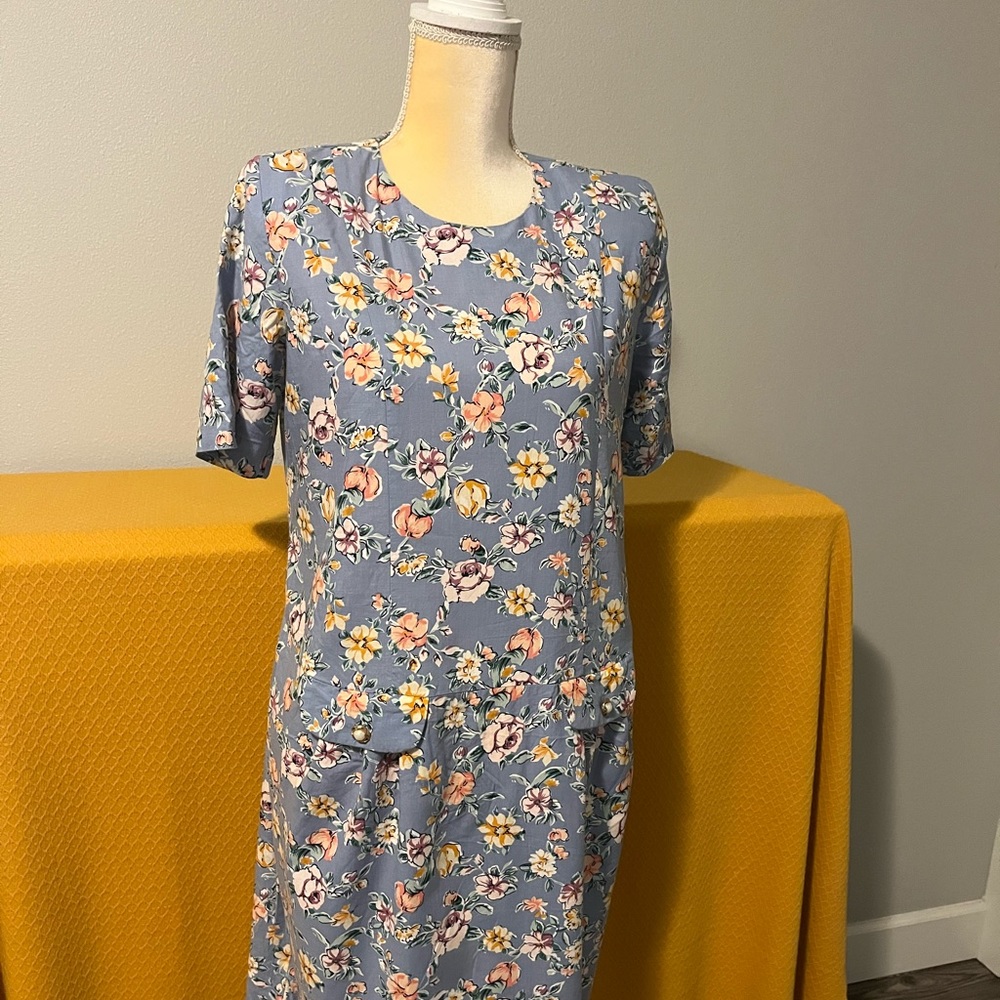 Blue Floral Maternity Dress